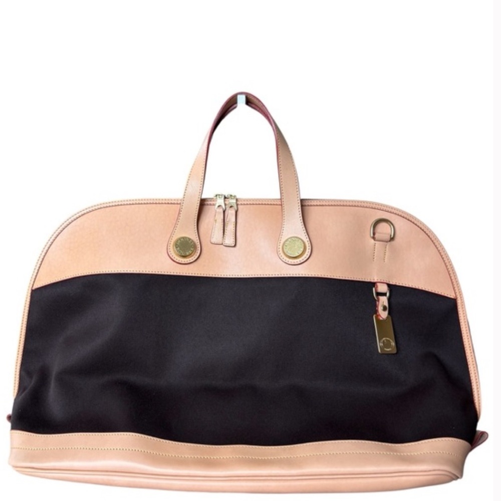 Vintage Dooney & Bourke Tan and Black Cabriolet Overnight Bag